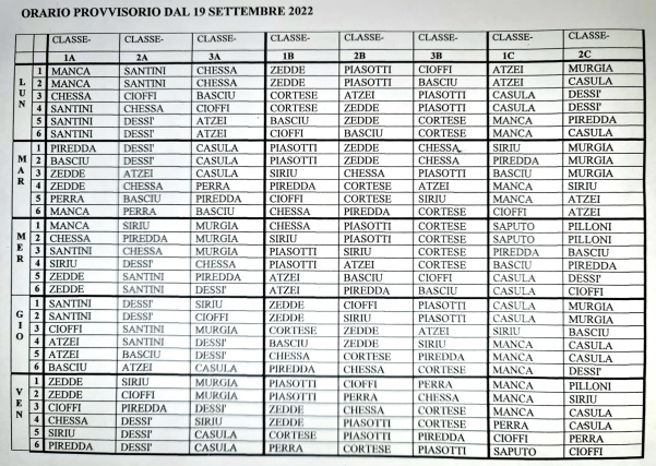 Orario provvisorio secondaria r